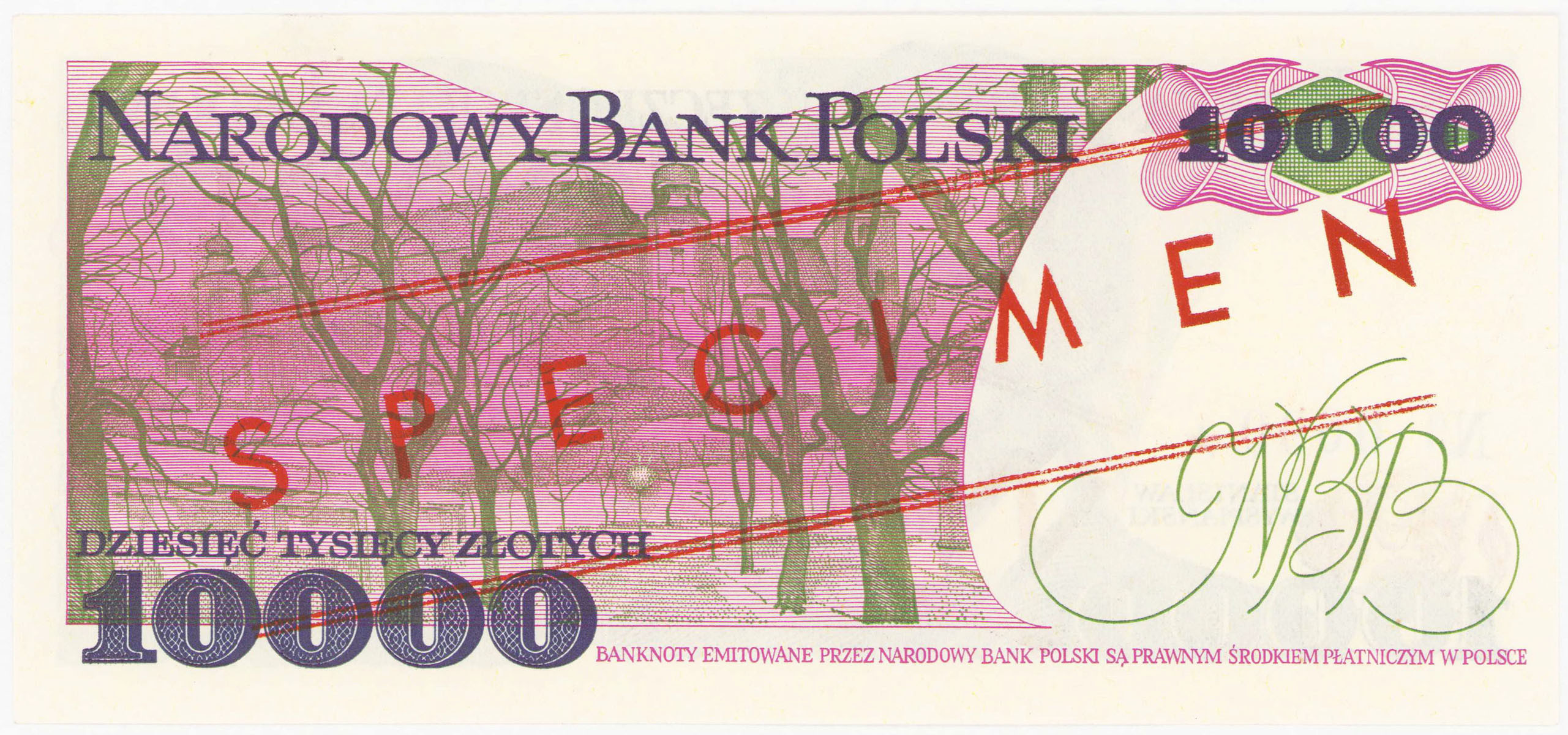 WZÓR / SPECIMEN. 10.000 złotych 1988 seria W